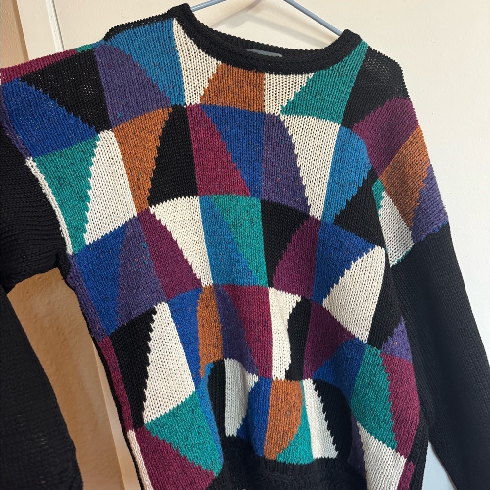 Vintage Etchings Patchwork Crew Neck Sweater - image 2